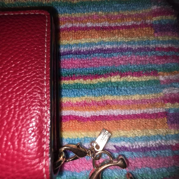 Coach Red Pebble Leather Wallet - Picture 8 of 8